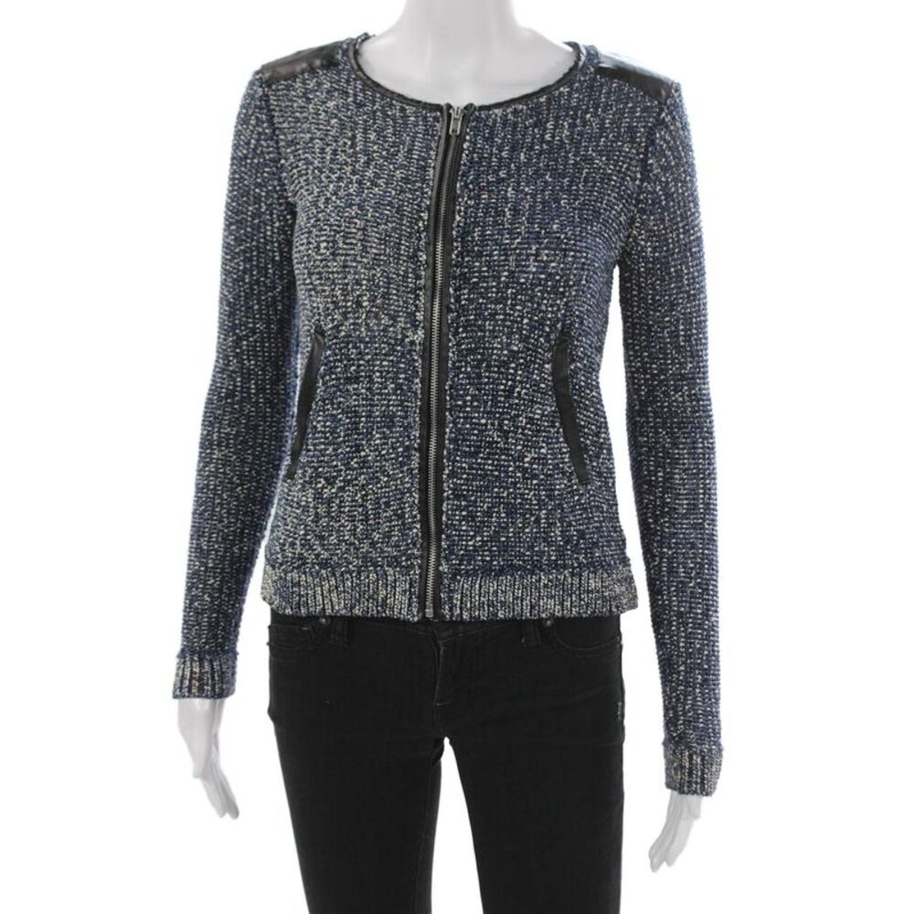 Ella Moss Women Blue Basic Jacket Woven Long Sleeve Zip Size XS